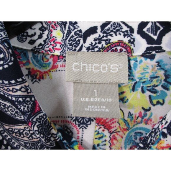 Chicos Paisley Floral Tank Top Blouse Sleeveless Printed Stretch Size 1 - Picture 2 of 16